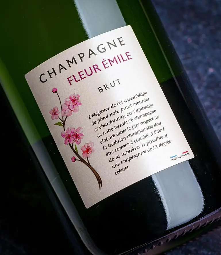 Étiquette champagne Fleur Émile