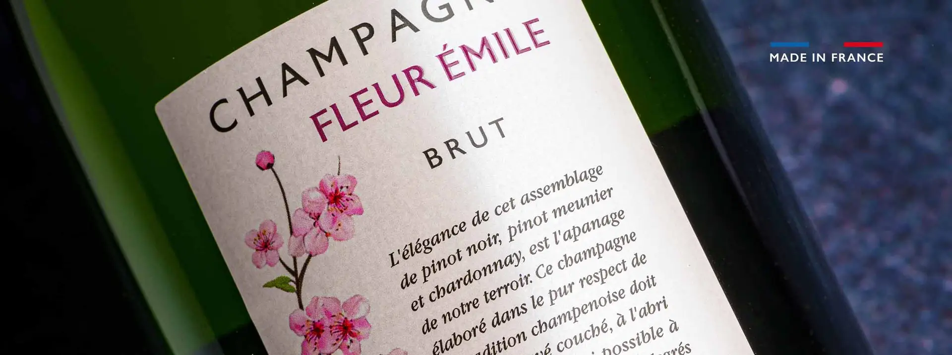 Étiquette champagne Fleur Émile brut